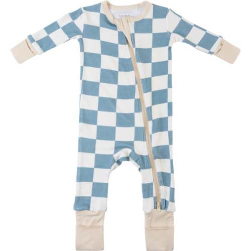 3-6m Baby Bamboo Pajamas W/ DreamCuffs®, Blueberry Checkerboard