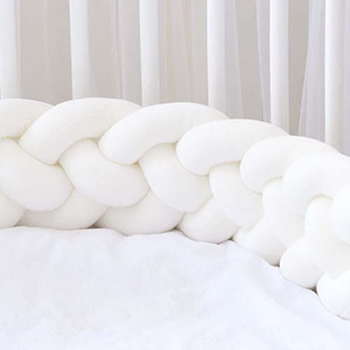 Woven long knotted ball four strands braided bed pillow kont ball children's anti-collision strip-White-1M