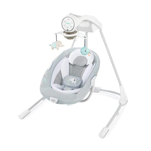 Ingenuity InLighten Soothing Swing - Swivel Infant Seat, Soothing Sounds, Lightweight Mesh - Dakota