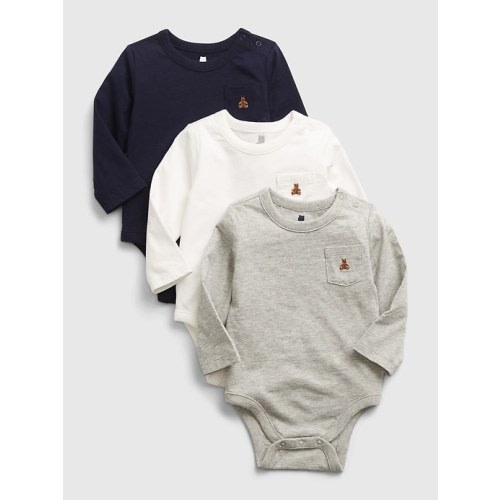 Baby 100% Organic Cotton Mix and Match Pocket Bodysuit (3-Pack) in multi, size: 0-3 M
