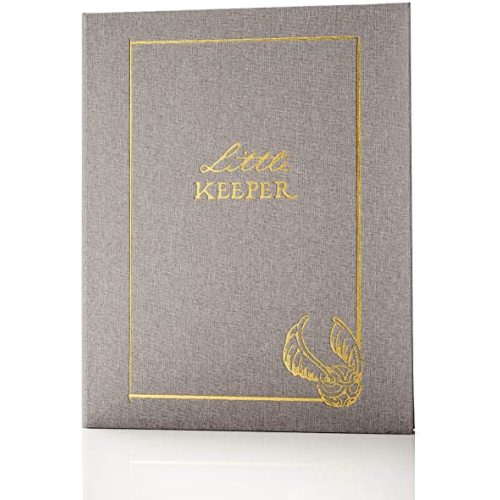 Conquest Journals Harry Potter Little Keeper Baby Album, Capture Magical Memories From Baby Shower Through Age 5, Grey Linen Cover With Lay Flat Spiral, 9" x 11 1/2", 66-Guided Journal Pages