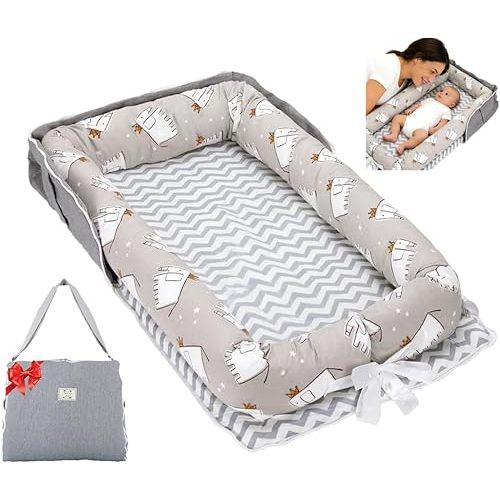 Baby Lounger for Newborn Portable Bag,Baby Lounger Play Mat for Awake-Time,Newborn Babies Essentials Gifts 0-24 Months Home Travel(Elephant Grey)