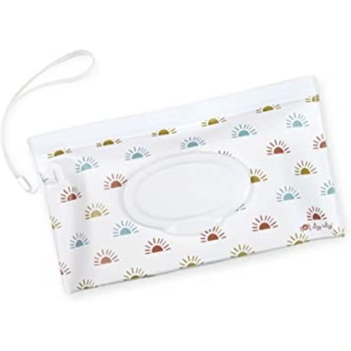 Itzy Ritzy Reusable Wipe Pouch – Take & Travel Pouch Holds Up to 30 Wet Wipes; Includes Silicone Wristlet Strap; Desert Sunrise