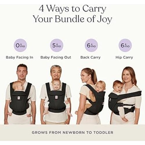 Ergobaby Omni Deluxe Baby Carrier Newborn to Toddler - Breathable Baby Carriers for Summer - All-Position Carrier with Enhanced Lumbar Support & Airflow (7-45 Pounds), Mesh, Onyx Black