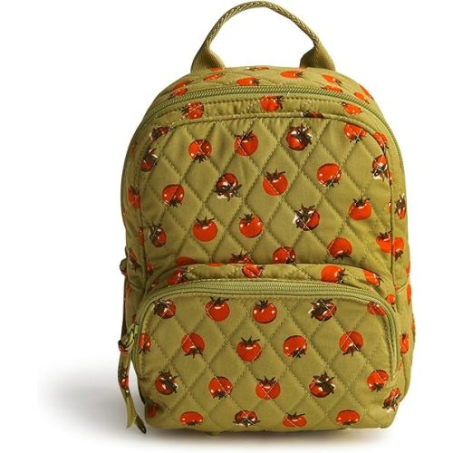 Vera Bradley Women's Premium Cotton Mini Banbury Backpack, Tiny Tomatoes Palm, One Size