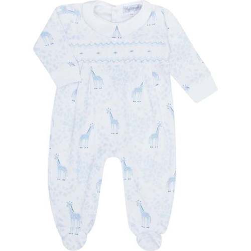 Blue Giraffe Print Smocked Footie - Nellapima | Maisonette