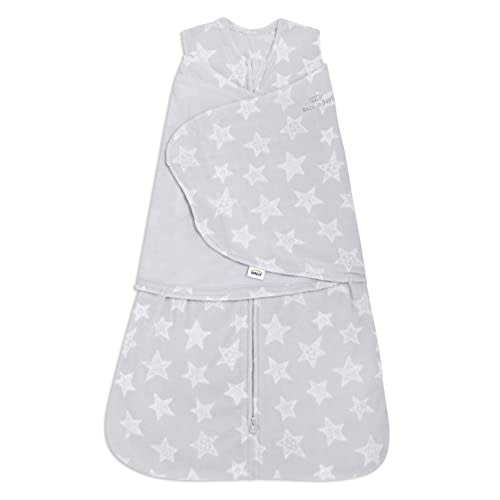 HALO Micro-Fleece Sleepsack Swaddle, 3-Way Adjustable Wearable Blanket, TOG 3.0, Grey Stars, Small, 3-6 Months