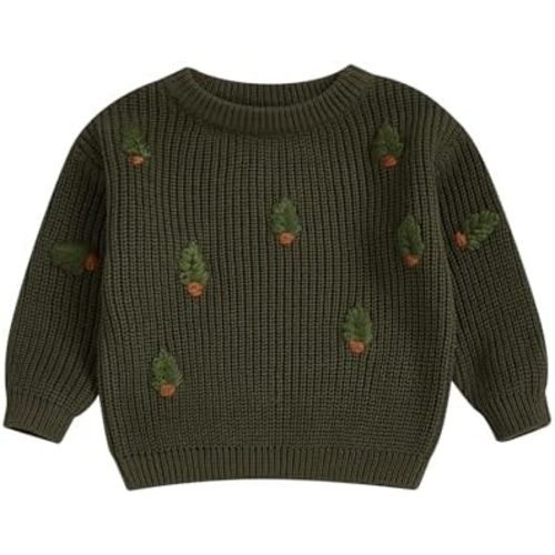 Kaipiclos Baby Boys Girls Knitted Sweater Christmas Tree Embroidery Pullover Sweatshirt Warm Long Sleeve Fall Winter Sweaters