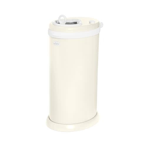 Ubbi Stainless Steel Diaper Pail, Odor Locking, No Special Bag Required, Award-Winning, Registry Must-Have, Matte Ivory