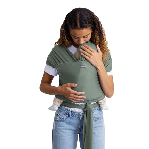 Moby Basics Baby Wrap Carrier for Newborns to Toddlers (8-33lbs), Infant Sling Carrier, Lightweight & Hands Free Design, Adjustable for All Body Types (Spring Basil)