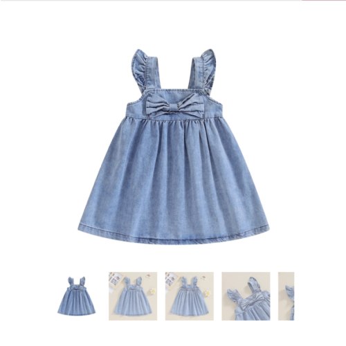 CHLOE Bowtie Denim Dress - Hazel & Bo