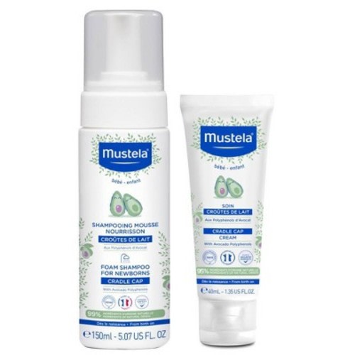 Mustela Foam Shampoo for Baby Cradle Cap and Cradle Cap Cream Combo - 6.42 fl oz