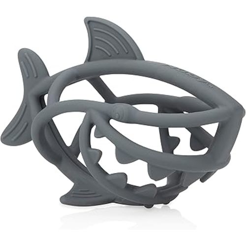 Nuby Chewy Chums All Silicone Soothing Teether, Shark - 3M+