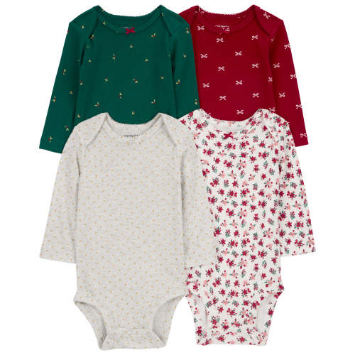 Baby 4-Pack Long-Sleeve Original Bodysuits - Style,Multi