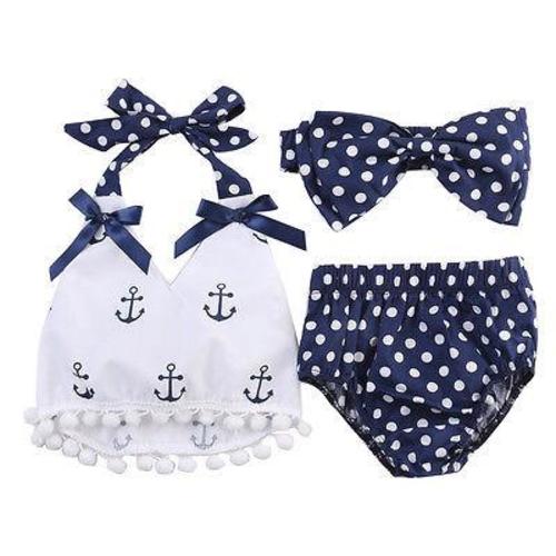 SAILOR Summer Outfit with Headband - Hazel & Bo