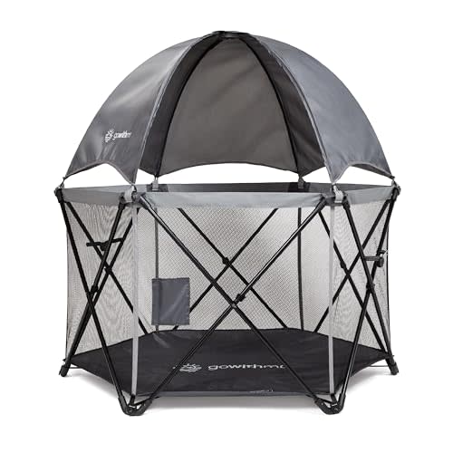 Baby Delight Go with Me Eclipse Deluxe Portable Playard | Playpen | Sun Canopy | Indoor and Outdoor | Ultra Padded Nylon Floor | Grey