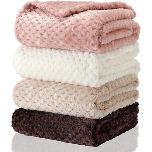 Frienda 4 Pcs Baby Fuzzy Blanket Fluffy Baby Blanket for Boys Girls Soft Warm Infant Newborn Toddler Receiving Nursery Bed Supplies, 32 x 24 Inch(Beige Brown Color)