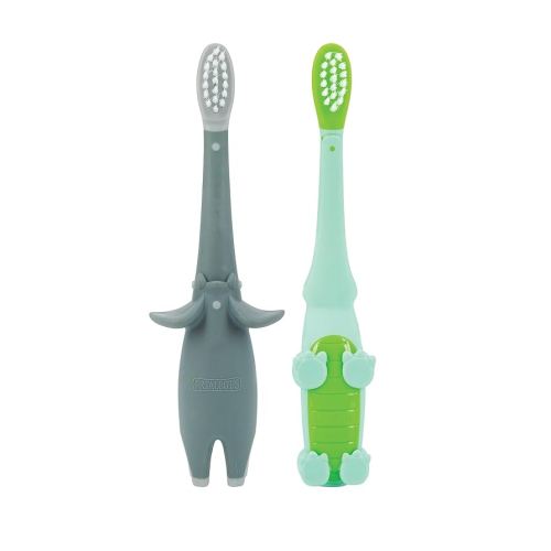 Dr. Talbot's Toddler Training Toothbrush for Kids - (2-Pack) - 6+ Months - Alligator/Elephant