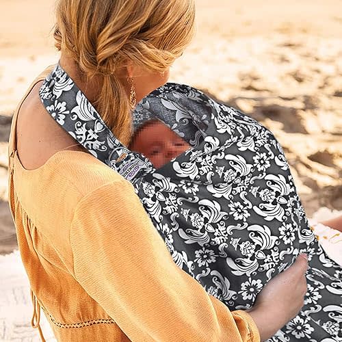 UHINOOS Nursing Cover for Mom Breastfeeding, Baby Privacy Nursing Covers Up Breathable Cotton with Ajustable Hoop for Mother (Grey)