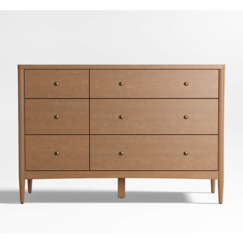 Hampshire Natural Brown Wood 6-Drawer Wide Kids Dresser