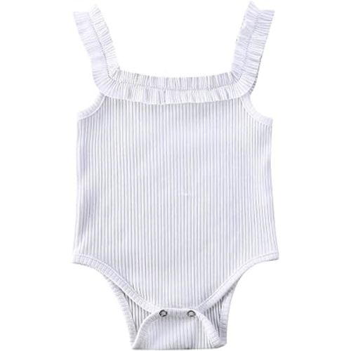 MAINESAKA Newborn Baby Girl Spaghetti Strap romper Sleeveless Ribbed Knit Daisy Print Bodysuit Cute Summer Tank Romper