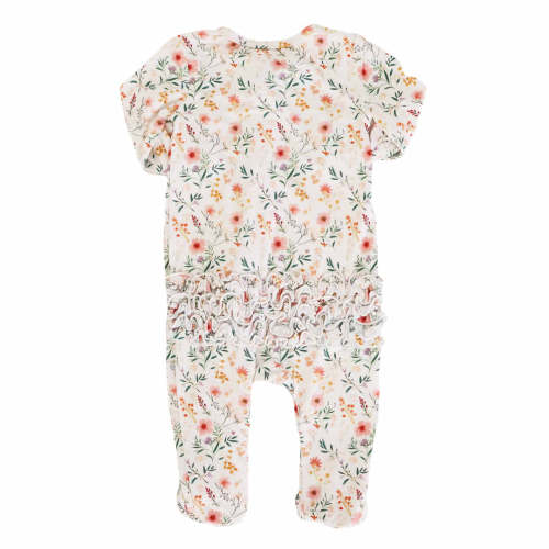 Winnie's Wildflowers Ruffle Zipper Footie - 0-3M