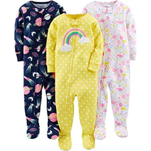 Simple Joys by Carter's Toddlers and Baby Boys' Snug-Fit Footed Cotton Pajamas, Pack of 3
