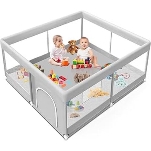 Baby Playpen 50x50 Inch, Playpen for Babies and Toddlers Baby Playpen Fence Playard Activity Center, Without MAT Included
