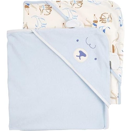 Carter's Baby Hooded Towel (2-pk Blue/Ivory)