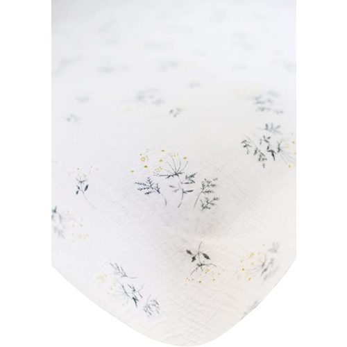 Marlowe & Co Organic Cotton Muslin Crib Sheet for Baby Boy and Girl (Wild Jasmine)