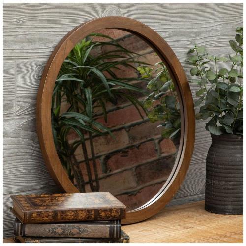 Round Wood Wall Mirror