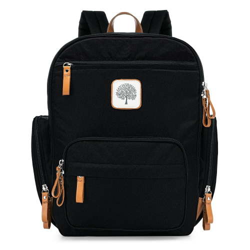 Parker Baby Diaper Backpack - Unisex Full Zip Diaper Bag with Insulated Pockets - Black