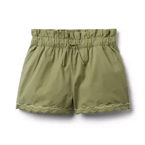 Girl Bay Laurel Green Poplin Paperbag Waist Short by Janie and Jack