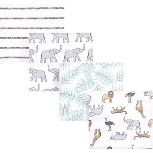 Hudson Baby Unisex Baby Cotton Flannel Receiving Blankets, Modern Neutral Safari, One Size