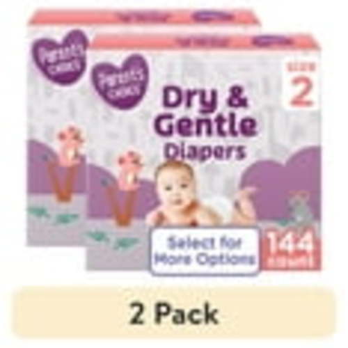 (2 pack) Parent's Choice Dry & Gentle Diapers Size 2, 144 Count (Select for More Options)