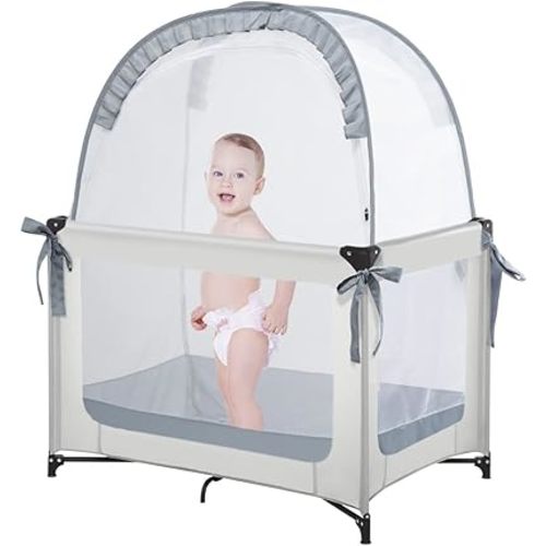 Pack N Play Tent, Baby Pop Up Crib Tent to Keep Baby in, Crib Net for Pack and Plays, Mini Cribs & Play Yards (39.6" L x 27.6" W x 49.2" H)
