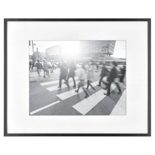 16.3"x20.4" Matted to 11"x14" Thin Gallery Matted Wall Frame Black - Threshold™: Modern Aluminum Wall Decor, Holds One Photo