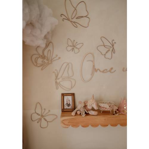 Wooden Wall Butterflies Décor for Kids Room – Natural Plywood, Boho Nursery Wall Art, One Line Minimalist Design, Woodland Baby Shower Gift