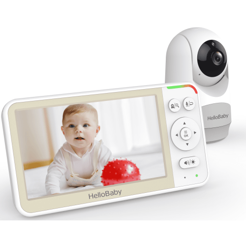 HelloBaby Video Baby Monitor-HB6256 with Remote Pan-Tilt and Zoom, 1000ft Long Range, No WiFi, 5.0" LCD, Night Vision, Lullabies, and Two-Way Audio