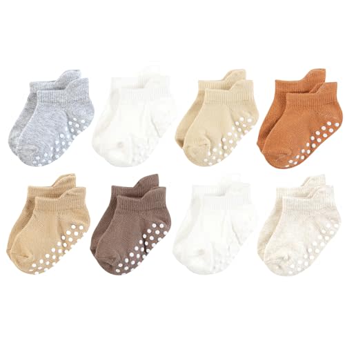 Touched by Nature Unisex Baby Organic Cotton Socks with Non-Skid Gripper for Fall Resistance