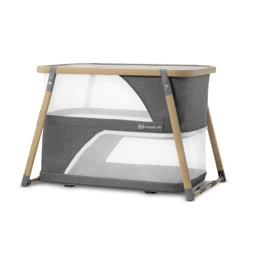 Kinderkraft Sofi Portable Travel Crib for Baby, Convertible Sleeping Cot 4 in 1 with Easy to Pack Playpen, Comfortable Bassinet Mattress and an Additional Cradle Function