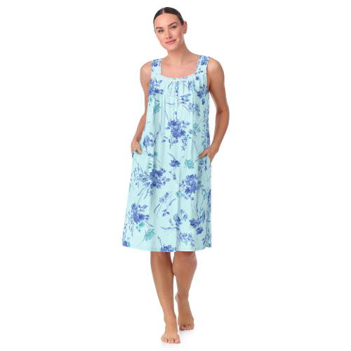 Aria Women's 100% Cotton Sleeveless 40" Nightgown, Sizes XS-5X