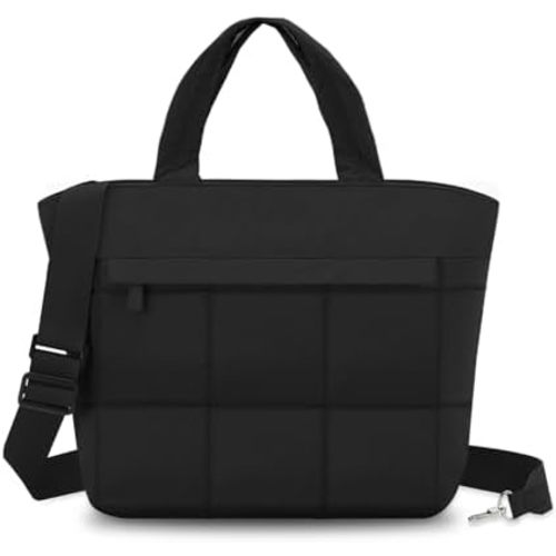 VASCHY Small Puffer Tote Bag for Women, Lightweight Mini Quilted Crossbody Cute Satchel Puffy Tote Handbag Purse for Gym