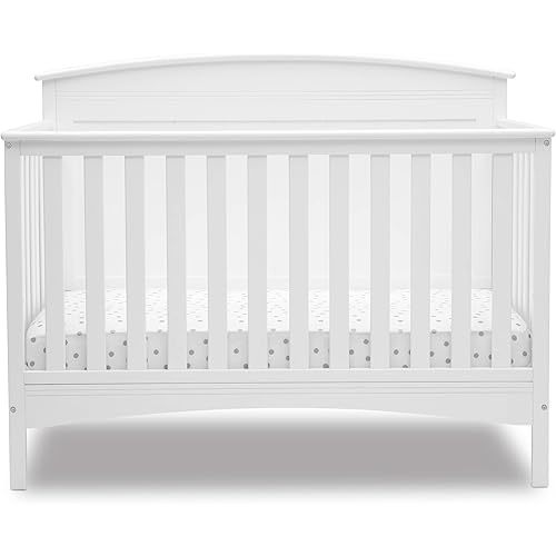 Delta Children Archer Solid Panel 4-in-1 Convertible Baby Crib - Greenguard Gold Certified, Bianca White