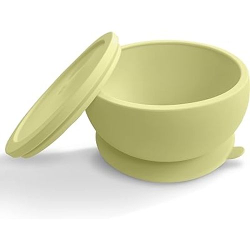 Octopod Silicone Baby Suction Bowl With Lid - Toddler & Baby Bowls, Baby Food Containers, Spill Proof Bowls For Toddlers, Suction Baby Bowls With Lids, Food Grade Silicone Bowls For Babies (Yellow)