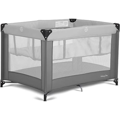 Dream On Me Zazzy Portable with Bassinet, 360° Mesh Visibility, Quick Folding Travel Friendly Design, Carry Bag and Foldable Mattress Pad Included, Compact and Lightweight, Gray