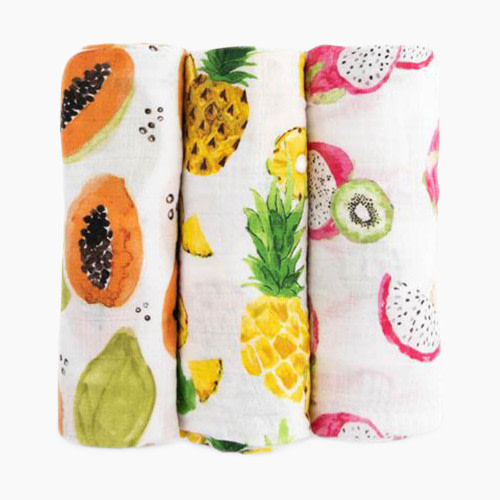 Little Unicorn Cotton Muslin Swaddle Blanket 3 Pack - Tropical Fruit