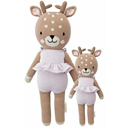 CUDDLE + KIND Violet The Fawn Little 13" Hand-Knit Doll – 1 Doll = 10 Meals, Fair Trade, Heirloom Quality, Handcrafted in Peru, 100% Cotton Yarn