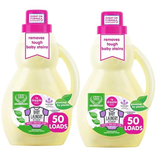 Baby Laundry Detergent by Dapple Baby, Concentrated & Hypoallergenic, Powered by Plants, Stain Removing Natural Ingredients, Lavender, 50 Fl Oz (Pack of 2)