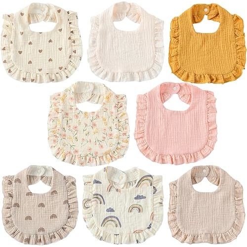 Kawigo Baby Bandana Drool Bibs Cotton Soft Absorbent Snap Drooling TeethingBib For Newborn Infant Toddler Boy Girl